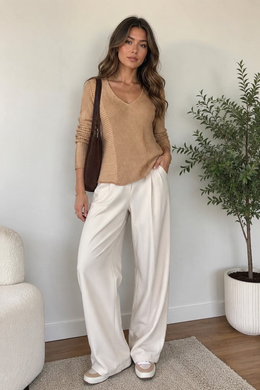 INC Knit Pullover Top Sweater XL Gold Metallic VNeck Event Career Office Holiday